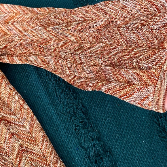 y2k Crochet Knit Top INC Sweater Metallic Embellished Disco Grandma Gold - Picture 8 of 16